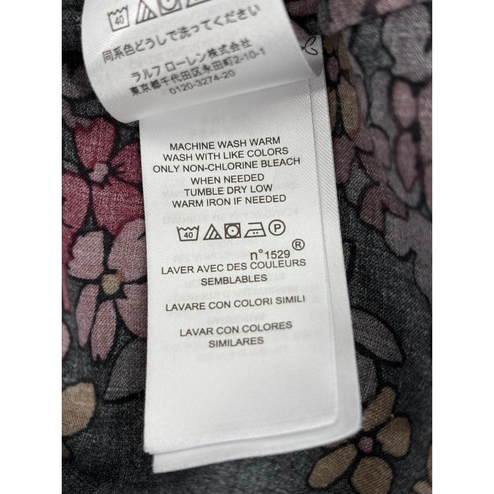 Lauren Ralph Lauren Shirt, Black Floral, Button Front, Long Sleeve Top, Size 1X - Picture 7 of 8